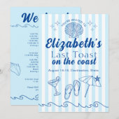 Invitation Bachelorette Beach Party Dernier Toast Sur La Côte (Devant / Derrière)