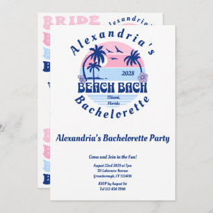 Invitation Bachelorette Beach Party Wavy Retro