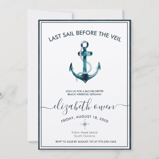 Invitation Bachelorette Beach Week-end Bridal Bash (Devant)