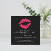 Invitation Bachelorette Black & Pink Lips (Debout devant)