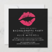 Invitation Bachelorette Black & Pink Lips (Devant)