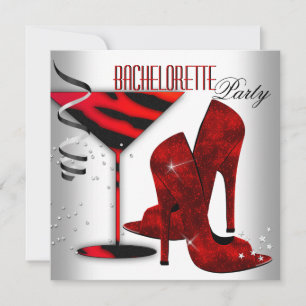 Invitation Bachelorette Blanc Rouge Haut talon Chaussures