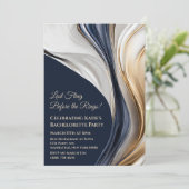 Invitation Bachelorette Bleu Blanc et Or (Debout devant)