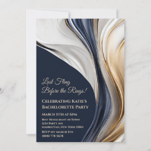 Invitation Bachelorette Bleu Blanc et Or