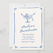 Invitation Bachelorette Bleue Bleue Marine Levée Main Whimsic (Devant)