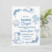 Invitation Bachelorette Bleue Coastal Cowgirl (Debout devant)