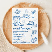 Invitation Bachelorette Bleue Coastal Cowgirl