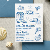 Invitation Bachelorette Bleue Coastal Cowgirl