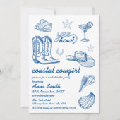 Invitation Bachelorette Bleue Coastal Cowgirl (Devant)