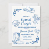 Invitation Bachelorette Bleue Coastal Cowgirl (Devant)