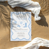 Invitation Bachelorette Bleue Cowgirl Côtière Illustrée À La 