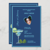 Invitation Bachelorette bleue margs photo et mariage (Devant / Derrière)