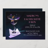 Invitation Bachelorette Bleue Martini (Devant / Derrière)