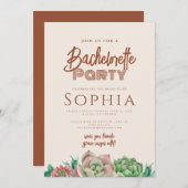 Invitation Bachelorette BOHO Cactus Terracotta Fall (Devant / Derrière)