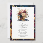 Invitation Bachelorette Bourgogne, Or et Marine (Devant)