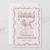 Invitation Bachelorette Burgundy Cocktail and Cowgirls Bash (Devant)