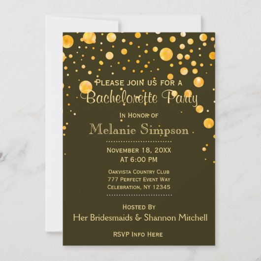 Invitation Bachelorette | Cercles d'or (Devant)