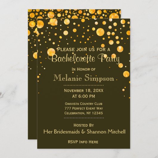 Invitation Bachelorette | Cercles d'or (Devant / Derrière)