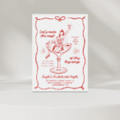 Invitation Bachelorette Champagne Rouge Filles Filles Tirées 