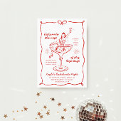 Invitation Bachelorette Champagne Rouge Filles Filles Tirées 