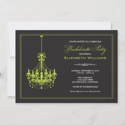 Invitation Bachelorette chandelier classique (chau (Devant)