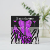 Invitation Bachelorette Chaussures Purple Zebra Corset (Debout devant)