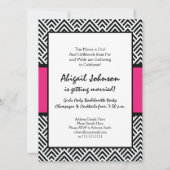 Invitation Bachelorette Chevron Chic Pink Monogramme (Dos)
