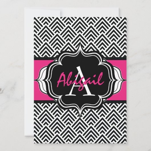 Invitation Bachelorette Chevron Chic Pink Monogramme (Devant)