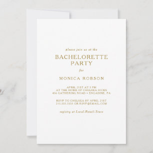 Invitation Bachelorette classique minimaliste or