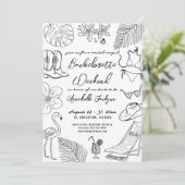 Invitation Bachelorette Coastal Dessin À La Main (Debout devant)