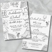 Invitation Bachelorette Coastal Dessin À La Main