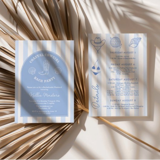 Invitation Bachelorette Coastal Dessin À La Main Fin De Semai