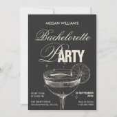 Invitation Bachelorette cocktail noir rétro (Devant)