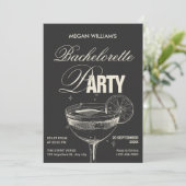 Invitation Bachelorette cocktail noir rétro (Debout devant)