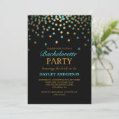 Invitation Bachelorette Confetti Bleu & Or (Debout devant)
