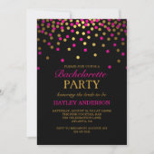 Invitation Bachelorette Confetti Rose & Or (Devant)