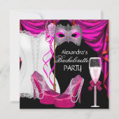 Invitation Bachelorette Corset Rose Masquerade Champagne (Devant)