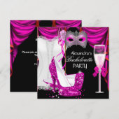 Invitation Bachelorette Corset Rose Masquerade Champagne 2 (Devant / Derrière)