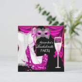 Invitation Bachelorette Corset Rose Masquerade Champagne 2 (Debout devant)