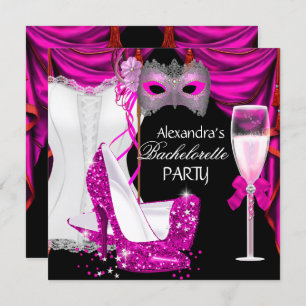 Invitation Bachelorette Corset Rose Masquerade Champagne 2