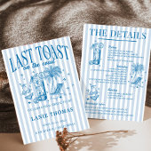 Invitation Bachelorette Côtière Cocktail Party Bleu