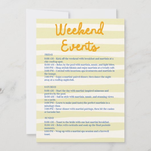 Invitation Bachelorette côtière italienne Week-end (Dos)