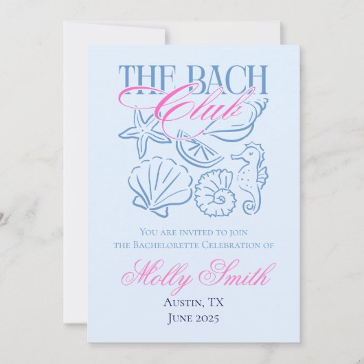 Invitation Bachelorette Côtière Moderne Week-end Itinéraire (Devant)