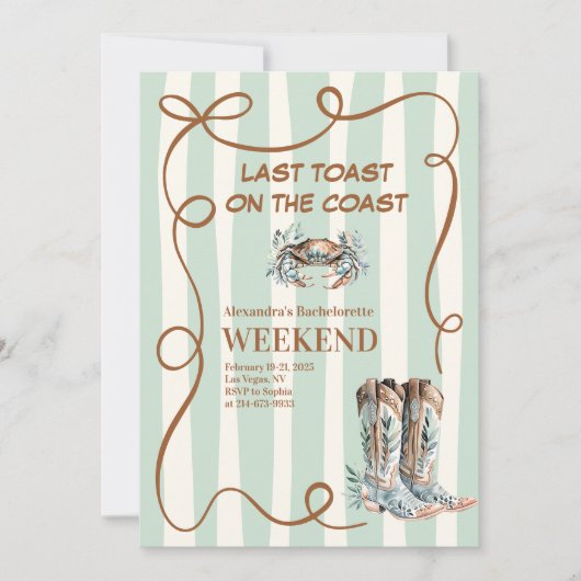 Invitation Bachelorette côtière occidentale (Devant)