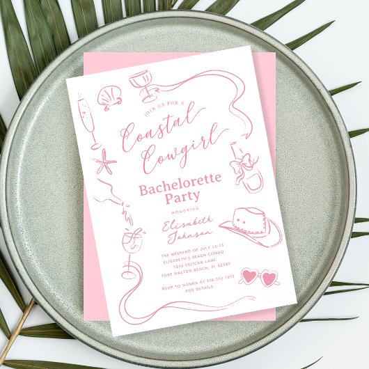 Invitation Bachelorette cowgirl rose Whimsal Côte