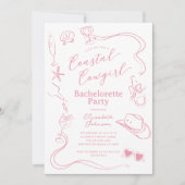 Invitation Bachelorette cowgirl rose Whimsal Côte (Devant)