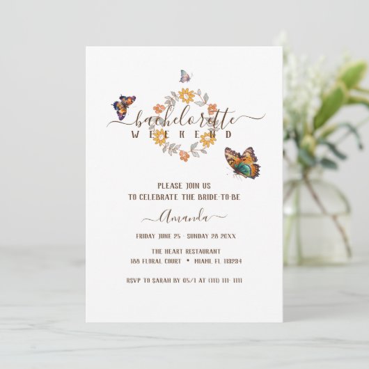 Invitation Bachelorette d'art Super simple papillon Week-end (Debout devant)