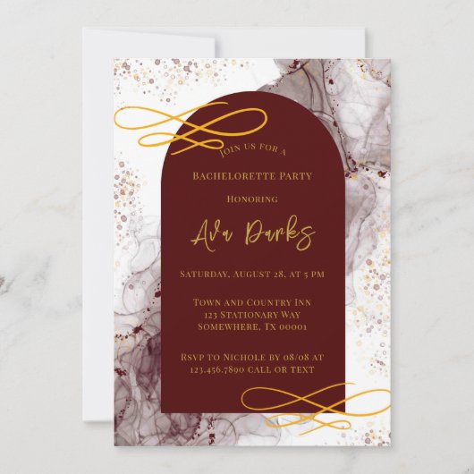 Invitation Bachelorette de Bachelorette en encre d'alcool bor (Devant)