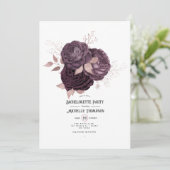 Invitation Bachelorette de Bourgogne et d'or Floral (Debout devant)