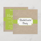 Invitation Bachelorette de Burlap Jaune verte et beige (Devant / Derrière)
